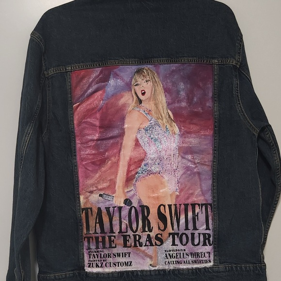 Custom Hand Painted Taylor Swift Eras Tour Denim Jacket - Picture 4 of 4